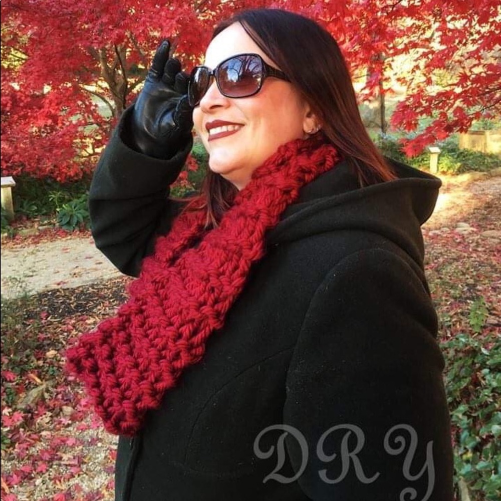 Cranberry red infinity scarf